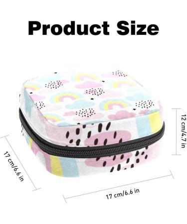 Women's Cartoon Pink Blue Rainbow Cloud Portable Period Kit | Bonds Storage Pockets Keeper | Feminine Product Bag for Girls - Buy Online on GoSupps.com