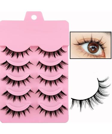 Cat Eye Manga Lashes - 15mm Natural Look Fake Eyelashes | 5 Pairs Faux Mink Anime Cosplay Lashes - Buy Online on GoSupps.com