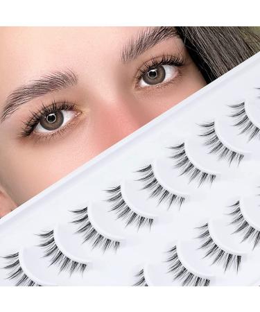 Emeda 10 couples false eyelashes Teufelchen 3D artificial eyelashes of course short and soft stripes natural eyelash transparent band false eyelashes (little devil) litttle devil - Buy Online on GoSupps.com
