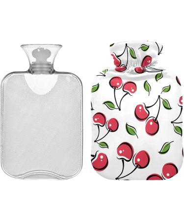 NAANLE Cartoon Cherry Berries 1L Heat Bottle - Transparent Hot Water Bag for Bed Hand & Foot Warmer Pain Relief & Cold Therapy - Buy Online on GoSupps.com