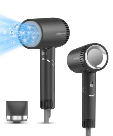 Hair Dryer 100 000 RPM High-Speed Brushless Motor Negative Ionic Blow Dryer for Fast Drying Compact Low Noise No Heat Damage Hair Dryer with Nozzle Perfect for Travel/Gift Nozzle Black