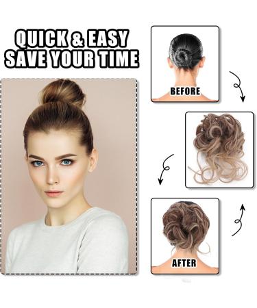 Long beard ball head wig bun grab clip Fluffy natural scrunchie bridal cocktail hairpin Messy Hair Bun Extensions Curly Wavy Hair Scrunchies claw Clip Messy Bun Hairpiece (Gradient Curry) - Buy Online on GoSupps.com