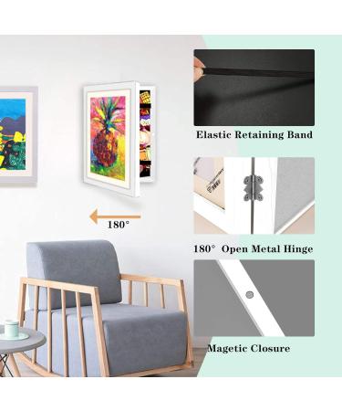 Internovo White Children Art Picture Frame - A4 Front Opening Design with Elastic Bands - 32x24x2.7cm for Kids Drawings - Buy Online on GoSupps.com