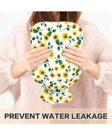 Hot Water Bottle 2L with Lid - Beautiful Watercolor Sunflower | Pain Relief & Winter Hand Feet Warmer - Buy Online on GoSupps.com