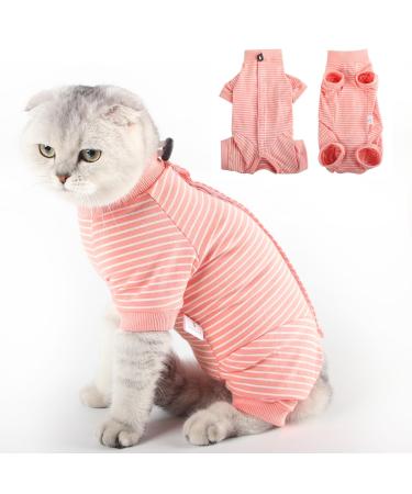 Lianzimau Katzenbody after op cats body for cats operation long-sleeved one-part catwear e-necking Alternative S (1 Pack) orange streaked