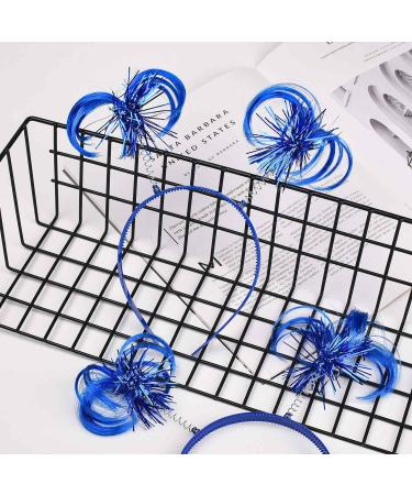 Lezevn 3 Pieces Blue Ponytail Feathers Headband Bopper Pom Party Headband Costume Props for Women Girls Party Accessory - Buy Online on GoSupps.com