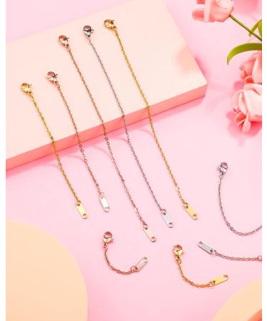 MTLEE 18K Gold Plated Necklace Extender - Rose Gold & Silver Chain Extenders, Jewelry & Choker Delicate Stainless Steel Anklet Extender with Clasp - 2/4/6 Inches - Buy Online on GoSupps.com