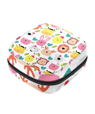 HomeDecorZone Cute Animals Head Period Bag Sanitary Napkin Storage Bag Portable Period Bags for Teen Girls Period Small Pouch Pad Bag for Feminine Products Multicoloured 07