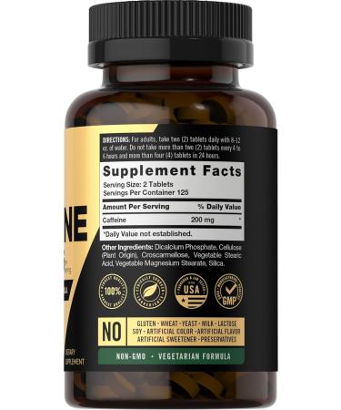 Carlyle Caffeine Pills 200mg - 250 Tablets | Advanced Athlete Formula | Vegetarian Non-GMO & Gluten Free Supplement - Buy Online Internationally - Buy Online on GoSupps.com