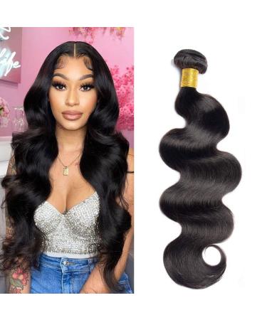 Body Wave one Bundle Human Hair  20 Inch 100% Unprocessed Human Hair Bundle  10A Brazilian Body Wave Hair Weave Natural Color Double Weft for Black Women 20 only bundles