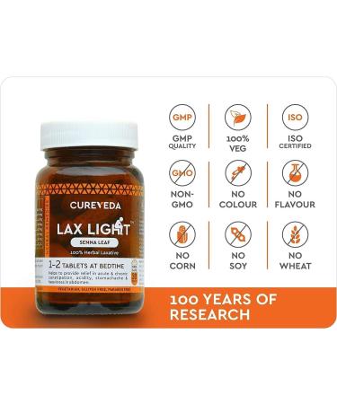 Cureveda Herbal Lax Light Senna Leaf 30 Tablets - Natural Constipation Relief - Buy Online on GoSupps.com