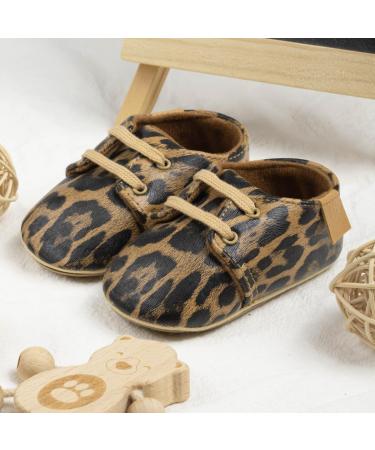 Infant Baby Boys Girls Oxford Shoes | Anti-Slip Soft Sole Sneakers 0-6 Months | Leopard Print - Buy Online on GoSupps.com