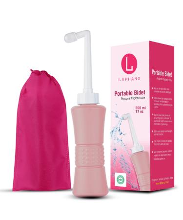 laphang Portable Bidet 500ml Pink Peri Bottle with Waterproof Pouch and Cap PP + TPR Leak Proof & Scratch Resistant Perineal Bottle for Postpartum Hemorrhoids Healing Maternity Kit Essentials