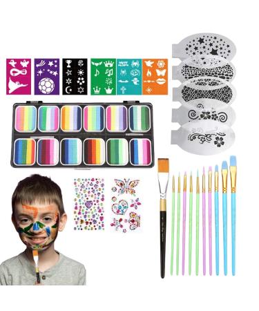 Face Paint | Washable Paint Palette 12-Grid Water-Soluble Cosmetic Palette with Vibrant Colors for Teens Students Adults Cosplay Parade