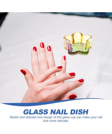 Ipetboom Glass Dappen Monomer Dish Flower Shaped Crystal Acrylic Nail Cup Acrylic Liquid Powder Dappen Bowl Dish Nail Manicure Tool Rainbow - Buy Online on GoSupps.com