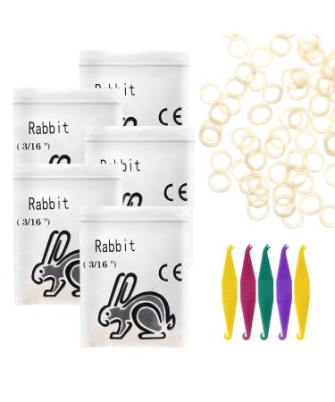 500 Pack Orthodontic Elastic Rubber Bands with Elastics Placers 4.5 Oz 3/16 Size - Gap Teeth Bands Great for Crooked Teeth Tooth Gaps Hairbands Dog Pony Tails Braids and Dreadlocks rabbit 4.5 Oz 3/16