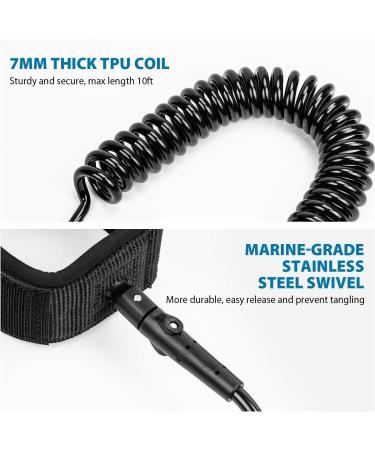 Surfstar 10' Coiled SUP Leash - Paddleboard Ankle Safety Strap - Buy Online on GoSupps.com