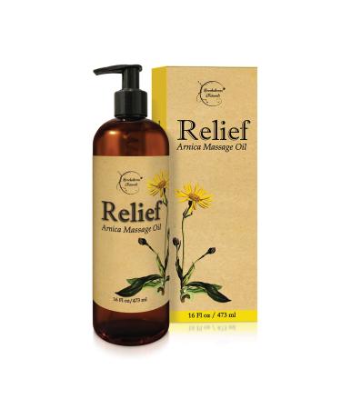 Relief Arnica Massage Oil for Massage Therapy & Home Use Therapeutic Massaging Oil Great for Lymphatic Drainage, Sore Muscles & Natural Joint Pain Relief with Arnica Montana & Lemongrass Essential Oil 16 Fl Oz (Pack of 1)
