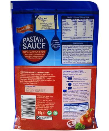 Batchelors Tomato Onion & Herb Pasta 'n' Sauce 6 x 128g - Buy Online on GoSupps.com