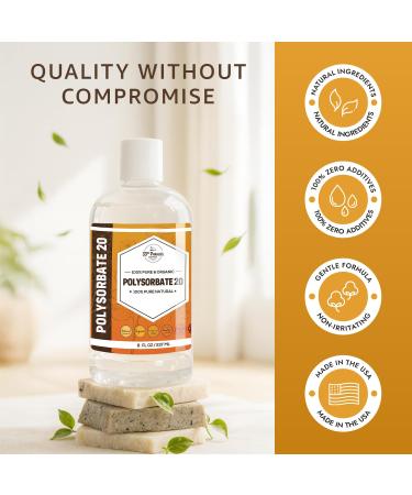 Polysorbate 20 (16oz) | Tween 20 Gentle Natural Emulsifier & Solubilizer for Essential Oils, Fragrances, Sprays, Lotions, Shampoos & Bath Products | Improves Stability & Clarity | 16 OUNCES - Buy Online on GoSupps.com