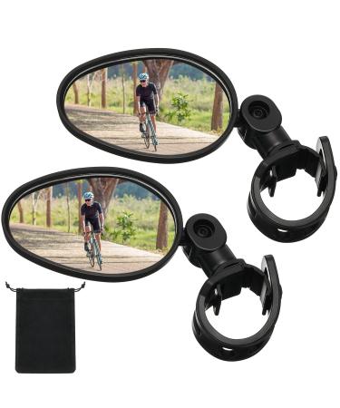 2 Pieces Bike Mirror 360 Degree Adjustable Rotatable Handlebar Mirror Wide Angle Bicycle Mirror Cycling Rear View Mirror Shockproof Acrylic Convex Mirror Safe Rearview Mirror for Mountain Road Bike