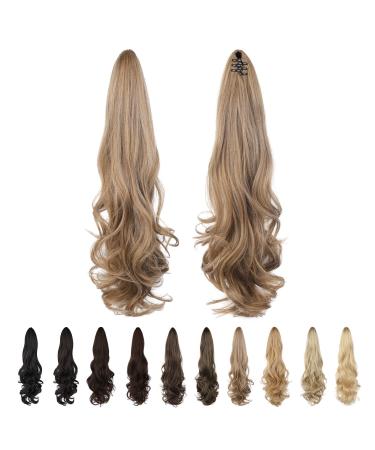 SEIKEA 24 Ponytail Extension Claw Long Curly Wavy Pony Tail Natural Soft Clip in Hair Extension Synthetic Hairpiece for Women - Dark Blonde 24 Inch 140G (Pack of 1) Dark Blonde