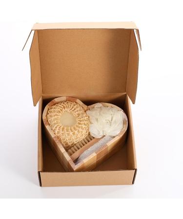 Amagogo 5X Bath Set with Accessories Shower Sponge in Heart Wooden Box Soft Exfoliating Bath Sponge for Skin Exfoliating Women Man - Buy Online on GoSupps.com
