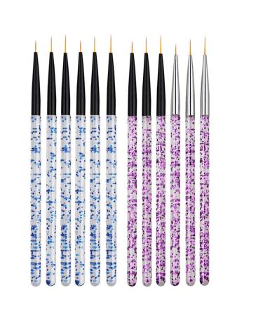 Mwoot 12 Pieces Nail Brush Set 7/9 /11 mm Nail Liner Tools Professional UV Gel Acrylic Nail Art Painting Pen Detail Nail Design Brush