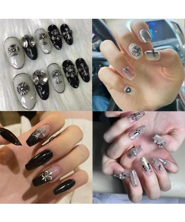 Nayyana 75 Pieces 3D Cross Nail Charms - Vintage Gothic Retro Punk Designs | Chrome & Silver Mix for Stunning Nail Art - Buy Online on GoSupps.com