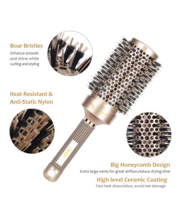 Sndyi Round Brush for Blow Drying - Nano Thermal Ceramic & Ionic Technology with Boar Bristles - Professional Styling Barrel Brush for Curling and Straightening (3.3 Inch Barrel) - Buy Online on GoSupps.com