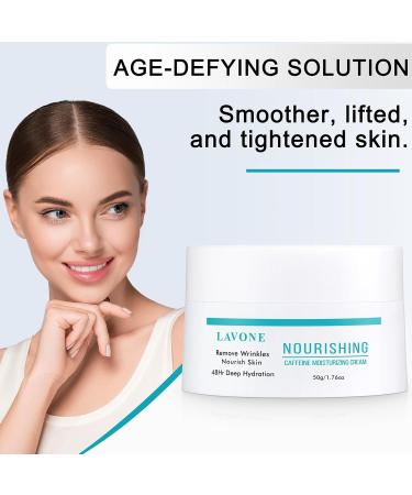 LAVONE Face Moisturizer for Women & Men - Caffeine Hyaluronic Acid Vitamin E | Daily & Night Cream for Dry Oily Sensitive & Acne-Prone Skin - 1.76 Fl Oz - Buy Online on GoSupps.com