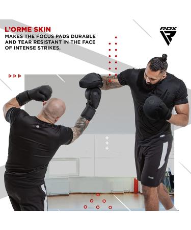 RDX Curved Focus Mitts - Maya Hide Leather | Adjustable Strap | Ventilated | MMA Muay Thai Kickboxing Coaching - Buy Online on GoSupps.com