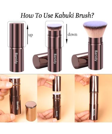 Makeup Brush Kabuki Face Brushes Retractable Travel Blush Brush Portable Flawless for Foundation Powder Blush Bronzer Buffing Liquid Cream Cruelty Free with Cover(Flat-Head) - Buy Online on GoSupps.com
