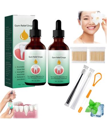 South Moon Repair Drops Dentizen Gum Therapy Gel Gum Repair Regrowth Drops Gum Therapy Gel Teeth Stain Remover Breath Freshener Repair Gum Regrowth for Receding Gum (2PC)
