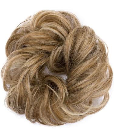 Women Messy Hair Scrunchy Scrunchie Bun Up Do Hair Piece Hair Ribbon Ponytail Hair Extensions Wavy Messy Sandy Blonde to Bleach Blonde - Buy Online on GoSupps.com