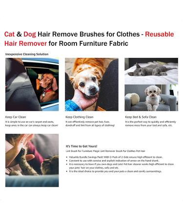 Lint Brush and Pet Hair Remover 2-Pack for Clothes and Furniture - Reusable Fur Remover for Cats and Dogs - Buy Online on GoSupps.com