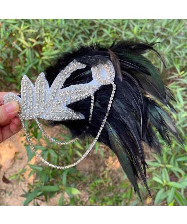 Prosy 1920's Masquerade Feather Headbands Ball Belt Hair Clips Musical Notes Crystal Wearing Gatsby Prom Party 20s Headdress for Women and Girls (Silver) - Buy Online on GoSupps.com