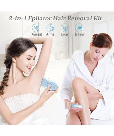 VINSENA 2 in 1 Cordless Electric Epilator and Shaver Kit for Women - Hair Removal for Face, Underarms, Legs, Arms, Bikini - LED Light Included - Buy Online on GoSupps.com