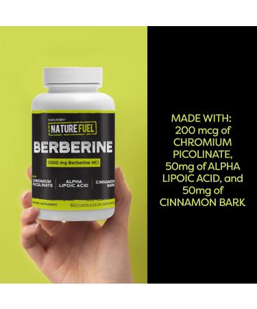Healthy Delights Nature Fuel Berberine Capsules Berberine Supplement with Berberine HCl Chromium Picolinate Alpha Lipoic Acid and Cinnamon Bark 60 Count 30 Servings 60 Count (Pack of 1) - Buy Online on GoSupps.com