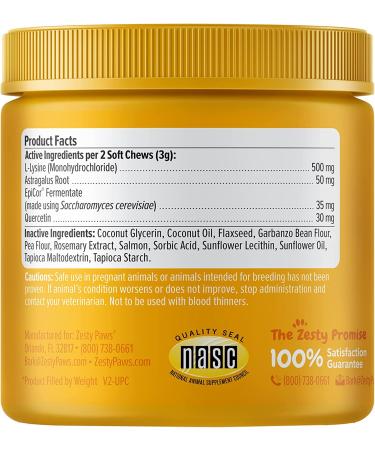 Zesty Paws Lysine Immune Bites for Cats - Salmon Flavor, 60 Soft Chews, Immune Support for All Ages - Buy Online on GoSupps.com