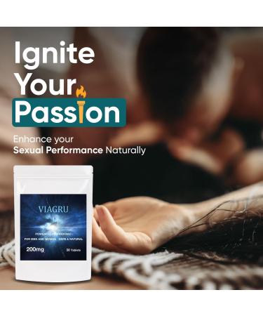 Viagru 200mg High Dose Blue Tablets for Men and Women - Performance Enhancing Aphrodisiac - Stay Harder for Longer - Vegan and Vegetarian - Natural and Safe - 30 Tablets - Buy Online on GoSupps.com