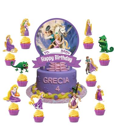 37Pcs Princess Tangled Party Cake&Cupcake Toppers for Birthday Party Supplies Boys' Theme Birthday Party Decoration