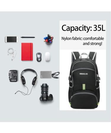WEREWOLVES 35L Lightweight Hiking Backpack - Ultralight Foldable Water Resistant Daypack for Outdoor Sports and Travel - Black 35L - Buy Online on GoSupps.com