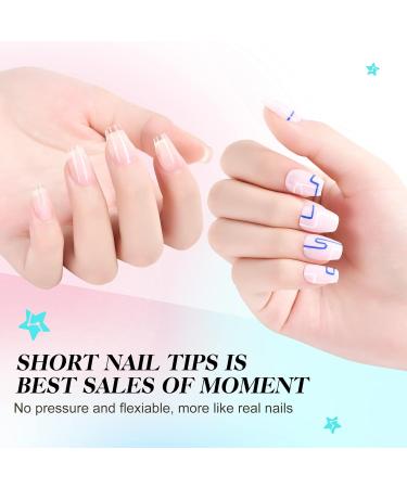 Gelike EC Gel Nail Extension Kit - Short Coffin Gel Tips Set with Nail Glue & UV Lamp - 240PCS Full Cover Soft Gel Tips for Nail Art - Buy Online on GoSupps.com