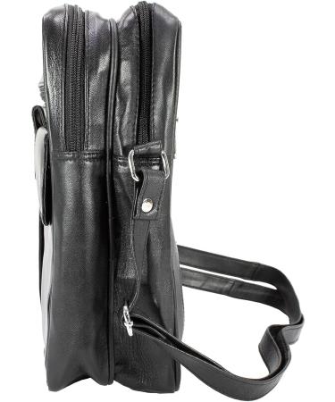 Paul Walter Genuine Leather Black Crossbody Shoulder Bag - Unisex Travel Kit Handbag - Buy Online on GoSupps.com