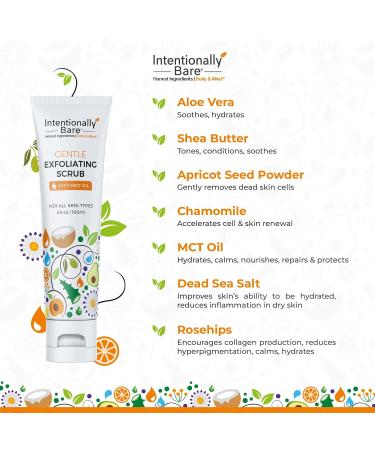Intentionally Bare Gentle Face Scrub - Pro-Aging Exfoliator with MCT Oil for All Skin Types - 3.4oz | Best Face Scrub for Women with Dry Skin - Buy Online on GoSupps.com