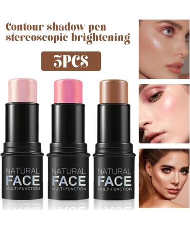 Contour Stick 3Pcs Set 3 Colors Waterproof Long Lasting Blush Stick Natural Finish Multipurpose Highlighter Makeup Stick for Cheeks Lips All Skin Highlighters - Buy Online on GoSupps.com