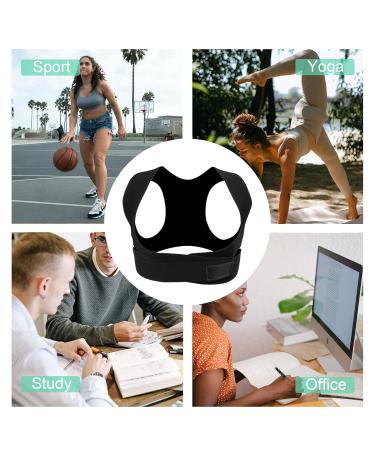 Fourket Humpback Correction Belt Posture Corrector Adjustable Back PU Material Suitable for Men and Women Size M Black - Buy Online on GoSupps.com