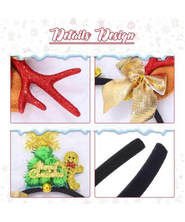 Unicra Christmas Headband Elk Deer Antlers Headband Bow Tie Animal Horns Headwear Gingerbread Man Hair Piece Halloween Hair Accessories - Buy Online on GoSupps.com