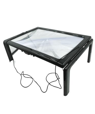 LED A4 Full Page Magnifier Large Magnifying Glass Lens Hands Free 3X Reading with Stand & Lanyard FC028